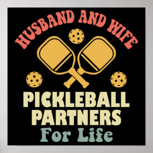 Echtgenoot en vrouw Pickleball Partners voor het l Poster