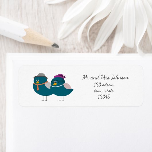 Echtgenoot en Vrouw Vogels Retouradres Label (Insitu)