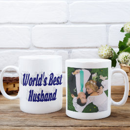 Echtgenoot Foto met donkerblauwe tekst Giant Coffe Grote Koffiekop