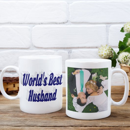 Echtgenoot Foto met donkerblauwe tekst Giant Coffe Grote Koffiekop