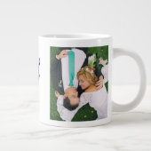 Echtgenoot Foto met donkerblauwe tekst Giant Coffe Grote Koffiekop (Rechts)