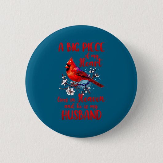 Echtgenoot gedenkteken groot stuk mijn hart leeft ronde button 5,7 cm (Voorkant)
