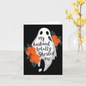 Echtgenoot Ghosted Grappig Halloween Kostuum Spook Kaart (Gele Bloem)