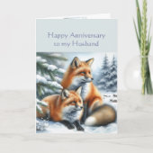 Echtgenoot Happy Jubileum Winter Fox paar Kaart (Voorkant)