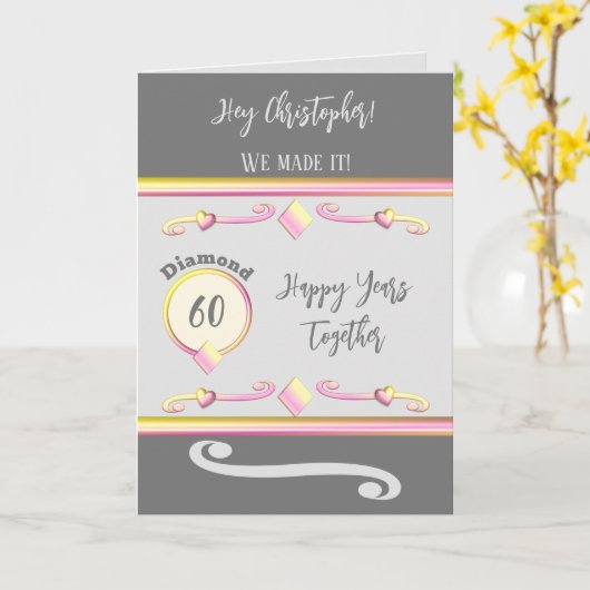 Echtgenoot houdt van je diamant 60e verjaardag gri kaart (Gele Bloem)