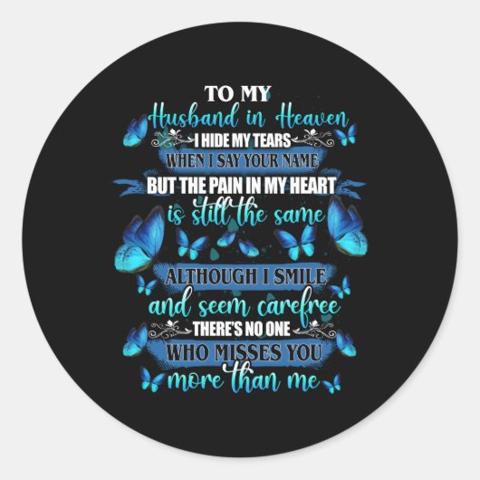 Echtgenoot in de hemel.. ik verberg mijn tranen di ronde sticker (Voorkant)