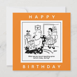 Echtgenoot in Shock bij Wife's Spending Spree Cart Kaart