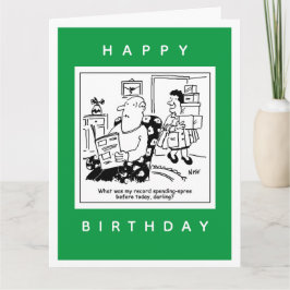 Echtgenoot in Shock bij Wife's Spending Spree Cart Kaart