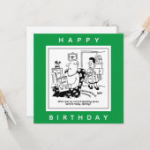 Echtgenoot in Shock bij Wife's Spending Spree Cart Kaart (Voorkant / Achterkant in situ)