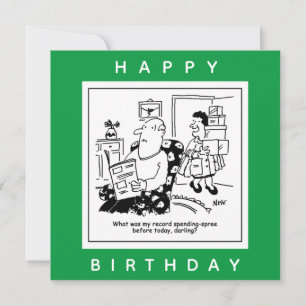 Echtgenoot in Shock bij Wife's Spending Spree Cart Kaart