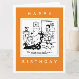 Echtgenoot in Shock bij Wife's Spending Spree Cart Kaart