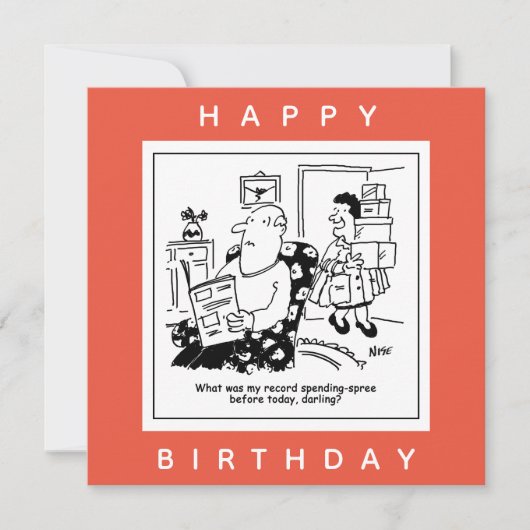 Echtgenoot in Shock bij Wife's Spending Spree Cart Kaart (Voorkant)