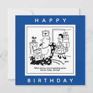 Echtgenoot in Shock bij Wife's Spending Spree Cart Kaart