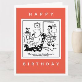 Echtgenoot in Shock bij Wife's Spending Spree Cart Kaart
