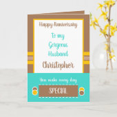 Echtgenoot Jubileum elke dag is bijzonder bruin Kaart (Gele Bloem)