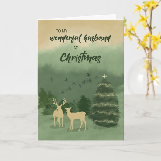 Echtgenoot kerstgroen landschap met boom kaart (Gele Bloem)