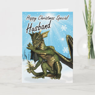 Echtgenoot kerstkaart met draak feestdagen kaart