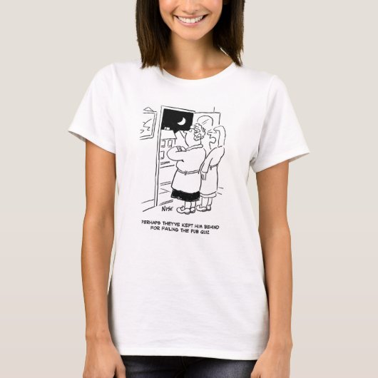 Echtgenoot laat terug van de Pub. Pub Quiz T-shirt (Voorkant)