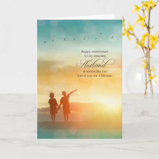 Echtgenoot Lifetime Love Wedding Jubileum Kaart (Gele Bloem)