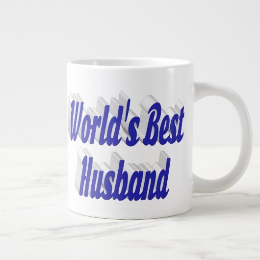Echtgenoot met blauwe halve tekst gigantische koff grote koffiekop (Rechts)