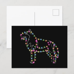 Echtgenoot met kerst lichte esky met vrolijk kerst briefkaart