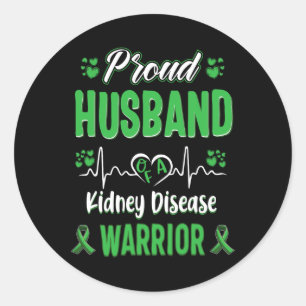Echtgenoot Nierziekte Warrior Awareness Lint GR Ronde Sticker