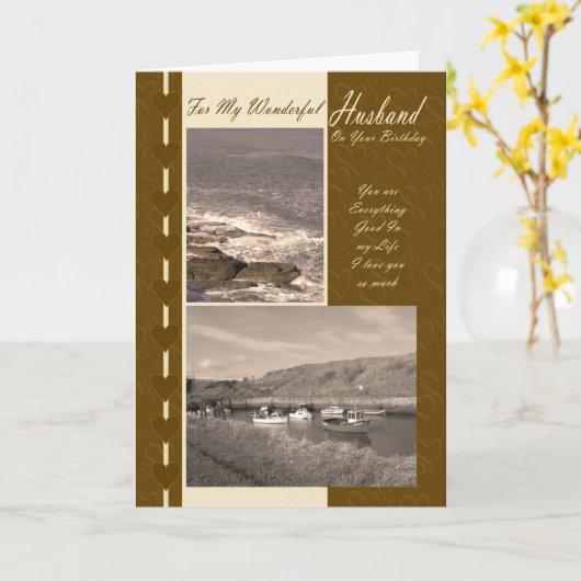 Echtgenoot op uw verjaardag kustboten kaart (Gele Bloem)