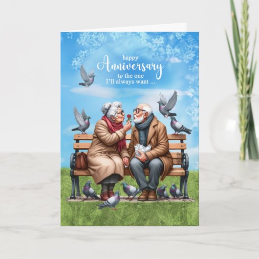 Echtgenoot oud paar op een bank bruiloft Jubileum Kaart (Voorkant)