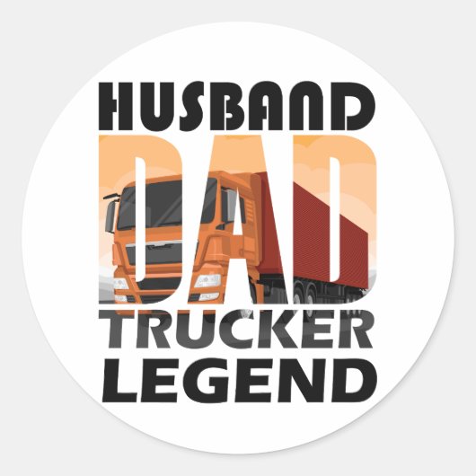 Echtgenoot Pap Trucker Legende Voor Pap, Papa Gift Ronde Sticker (Voorkant)