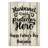 Echtgenoot Papa Beschermer Held Rustiek Hout Vader (Voorkant)