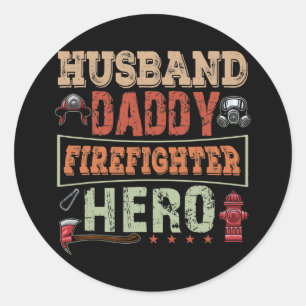 echtgenoot papa brandweerman Hero Matching Ronde Sticker