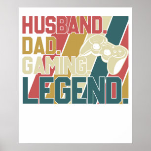 echtgenoot papa gaming legende poster