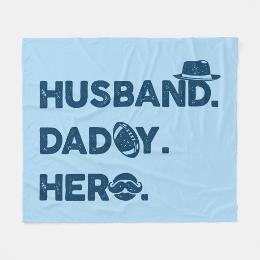 Echtgenoot. Papa. Hero. Retro grafisch Fleece Deken (Voorkant (Horizontaal))