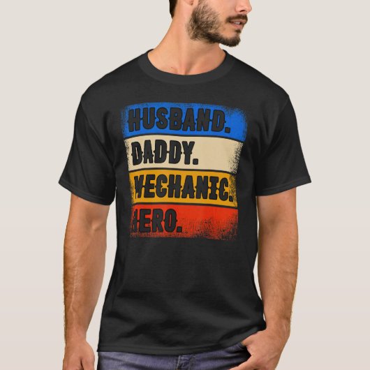 Echtgenoot Papa Monteur Held Vaderdag Monteur T-shirt (Voorkant)