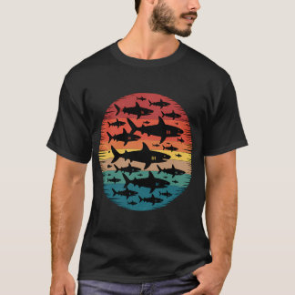 Echtgenoot papa vislegend vintage zonsondergang t-shirt