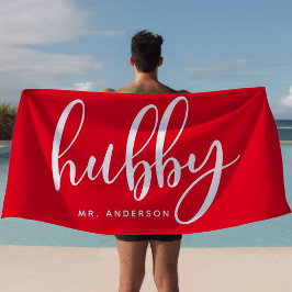 Echtgenoot Rood En Wit Nieuwgetrouwd Bruidegom Strandlaken