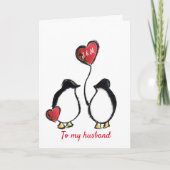 echtgenoot schattige pinguïn Kerstmis Kaart (Voorkant)