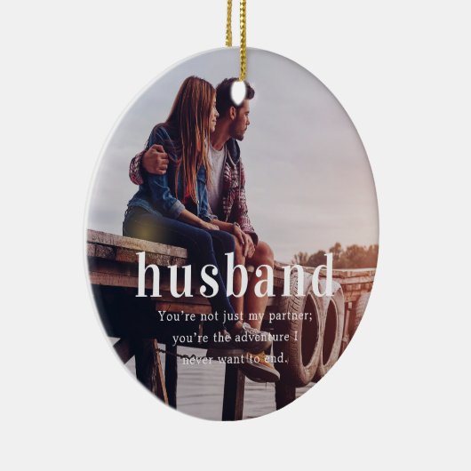 echtgenoot | Sentimentele foto KeepSake Kerstmis Keramisch Ornament (Rechts)