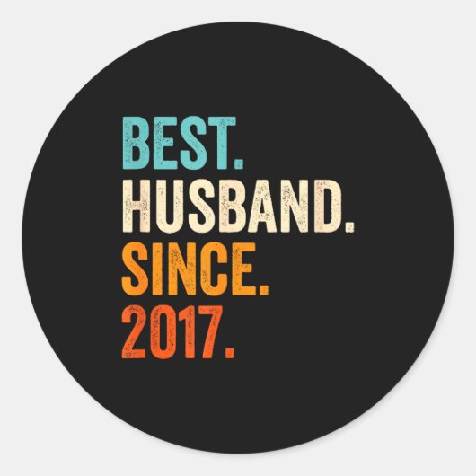 Echtgenoot sinds 2017 8e Huwelijk Ronde Sticker (Voorkant)