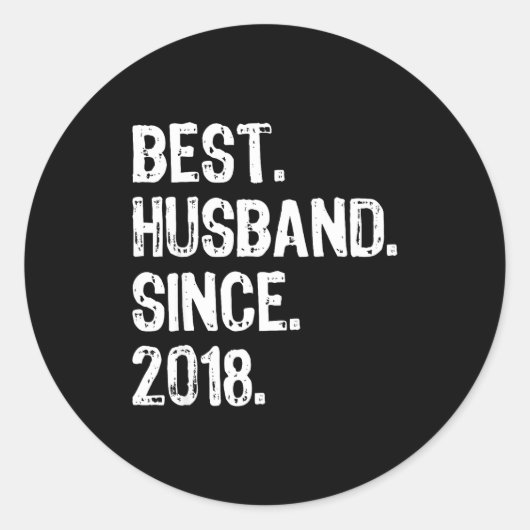 Echtgenoot sinds 2018 1e Huwelijk Ronde Sticker (Voorkant)