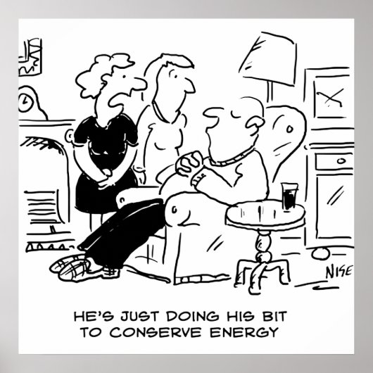 Echtgenoot slaapt om Energie te besparen Poster (Voorkant)