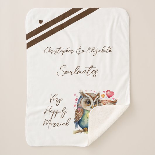 Echtgenoot soulmates schattige uilen jubileum cade sherpa deken (Voorkant)