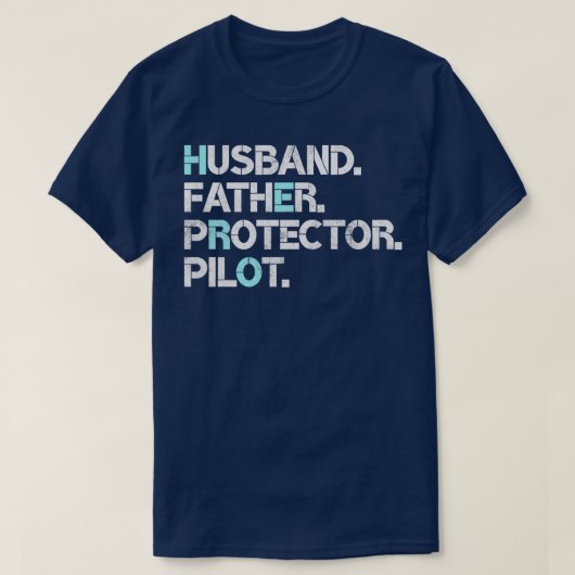 Echtgenoot Vader Beschermer Pilot Gift Funny Dad H T-shirt (Design voorkant)
