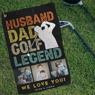 Echtgenoot, Vader, Golf Legende 3xFoto Vaderdag Ca Golfhanddoek