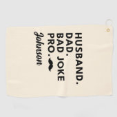 echtgenoot vader grap grappige vaders dag cadeau v golfhanddoek (Horizontaal)