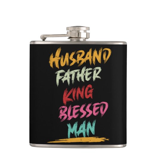 Echtgenoot, Vader, Koning, Gebenedijd Mens | Vader Heupfles (Voorkant)