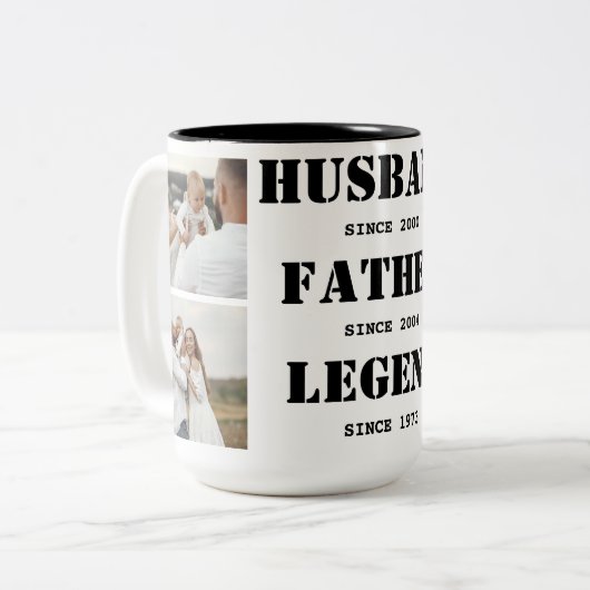Echtgenoot Vader Legend|3 Foto's|Vaderdag Mok (Voorkant links)