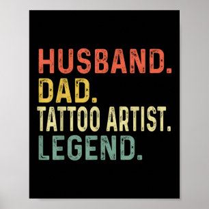 Echtgenoot Vader Tattoo Artiest Legend Funny Retro Poster