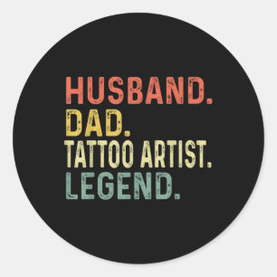 Echtgenoot Vader Tattoo Artiest Legend Funny Retro Ronde Sticker