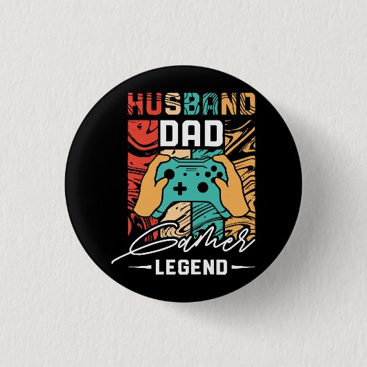 Echtgenoot Vader Videogame Legende Ronde Button 3,2 Cm (Voorkant)